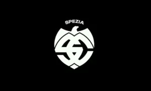 Logo dello Spezia Calcio: cerchio bianco e nero con le iniziali intrecciate 'ASC' al centro e la scritta Spezia.