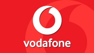 Logo Vodafone con scritta bianca e sfondo rosso