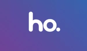 Logo ho.mobile di colore bianco su sfondo viola