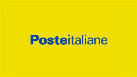 Logo di Poste italiane su sfondo giallo con scritta blu.